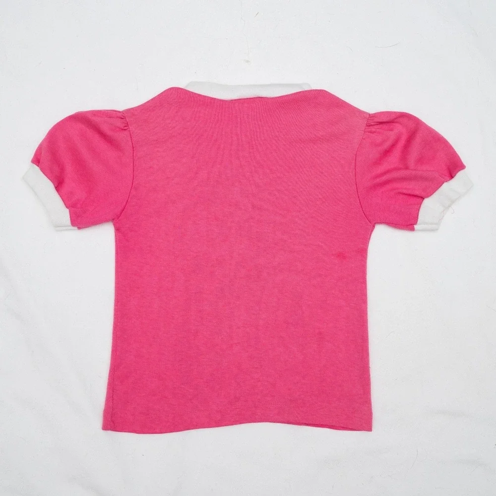 Cabbage Patch Kids Short Sleeve Pajama Shirt Top 1983 Inc Pink Ringer Size 6 USA